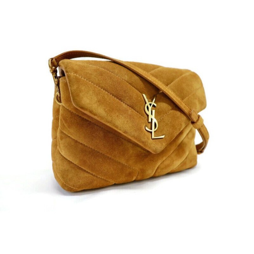 SAINT LAURENT - Loulou Toy Brown Suede Crossbody Bag